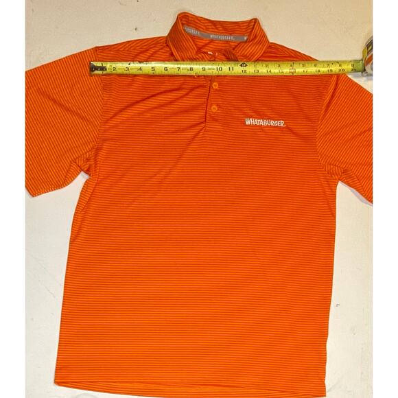 NWOT Whataburger Orange Striped Polo Shirt Men’s M Logo Uniform Golf Fanwear - Picture 3 of 8